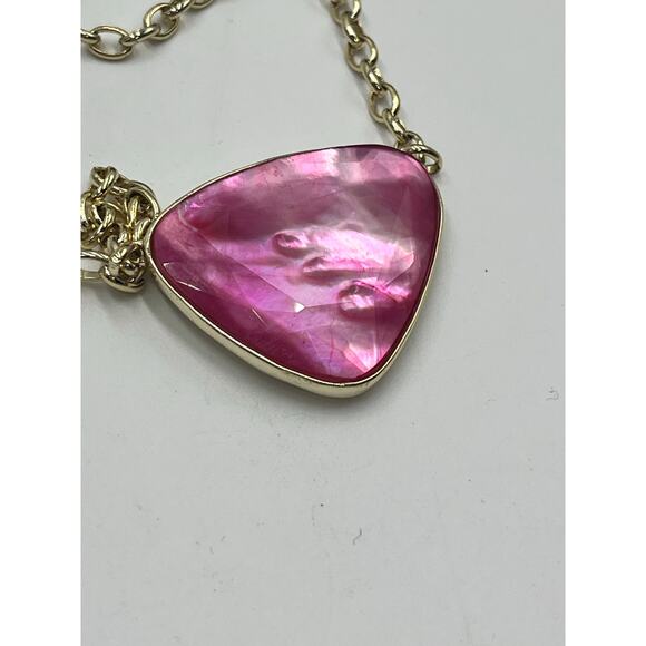 Kendra Scott McKenna Blush Pink Abalone Mother Of Pearl Yellow Gold Necklace - Picture 12 of 13